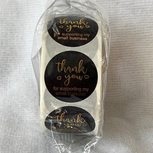 500 Thank you stickers 1” black and gold - Picture 2 of 7